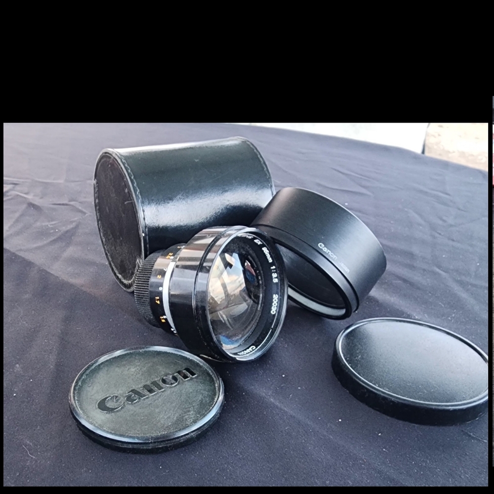 Vintage Canon EX 95 mm 1 3:5 Lens Made In Japan With Case and T65 Lens Hood
